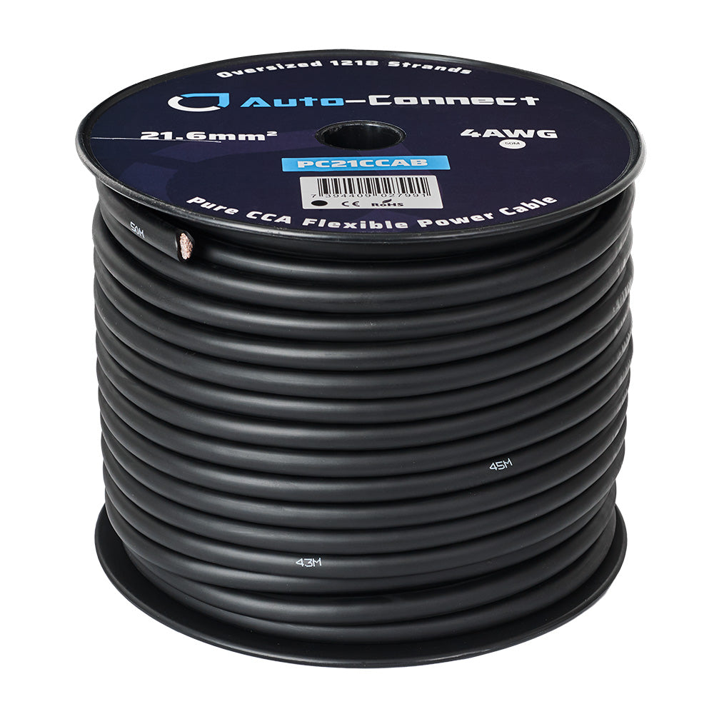 Pure CCA 21.6mm² Power Wire, black