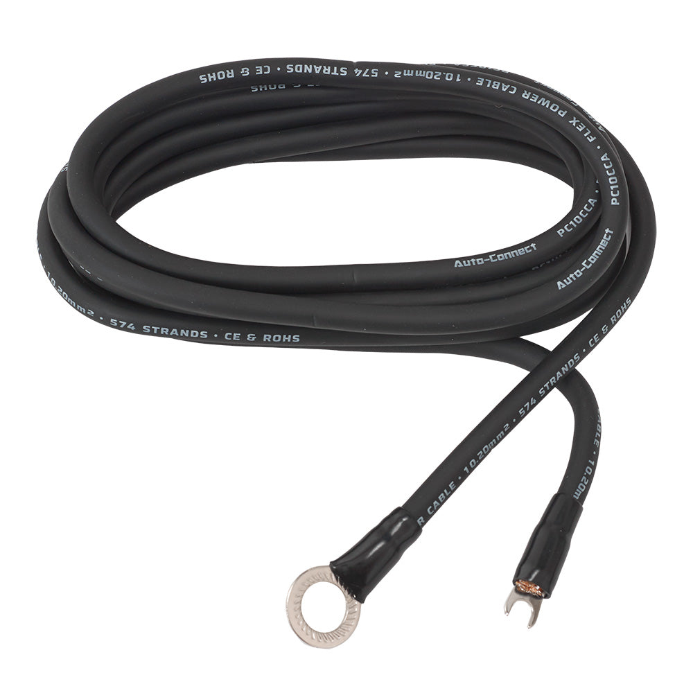 Terminated Power Wire 10mm² CCA, black, 2.5m