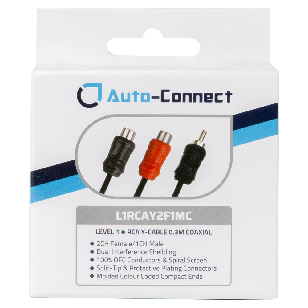 2 Female - 1 Male Coaxial RCA Splitters Level 1, 0.3m