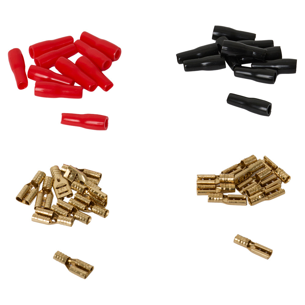 20-pack Female Spade Terminals 2.5 mm², red/black