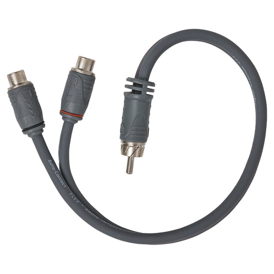 1 Male - 2 Female Quad-Shielded Directional RCA Splitter, 0.3m
