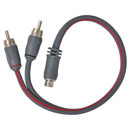 1 Female - 2 Male Quad-Shielded Directional RCA Splitter, 0.3m
