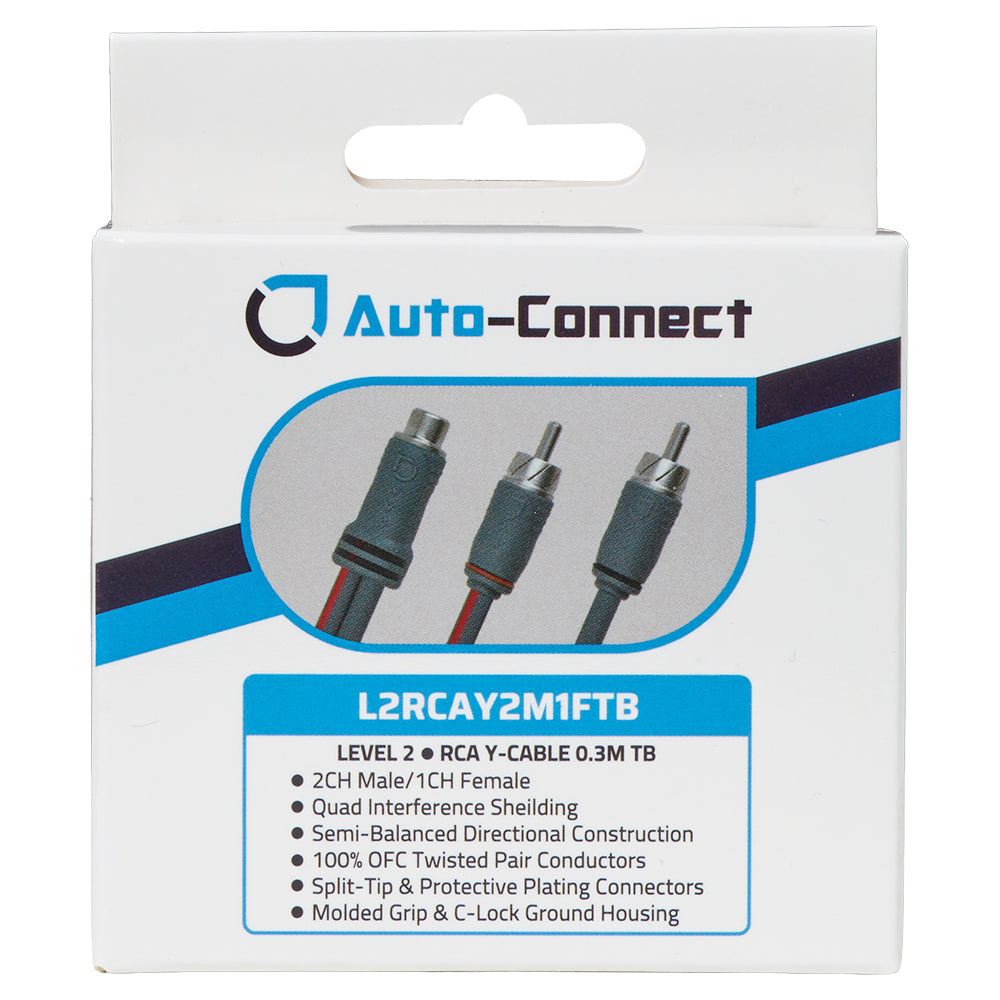 1 Female - 2 Male Quad-Shielded Directional RCA Splitter, 0.3m