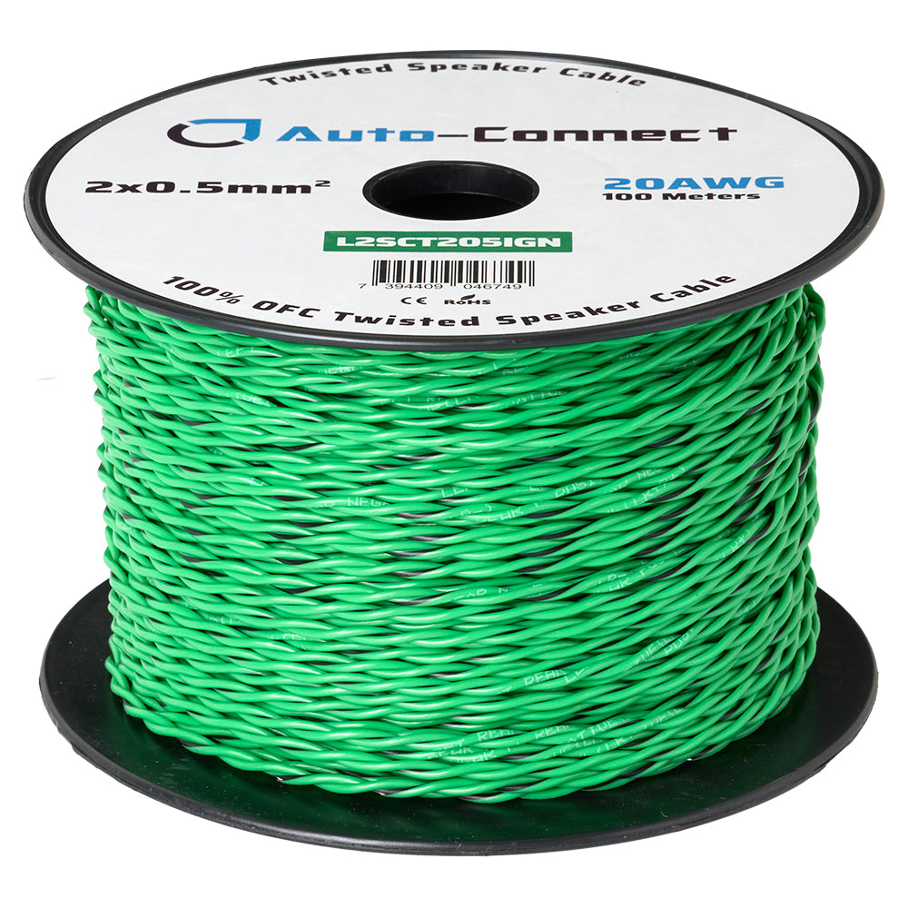 Twisted Speaker Wire 2x0.5 mm², green