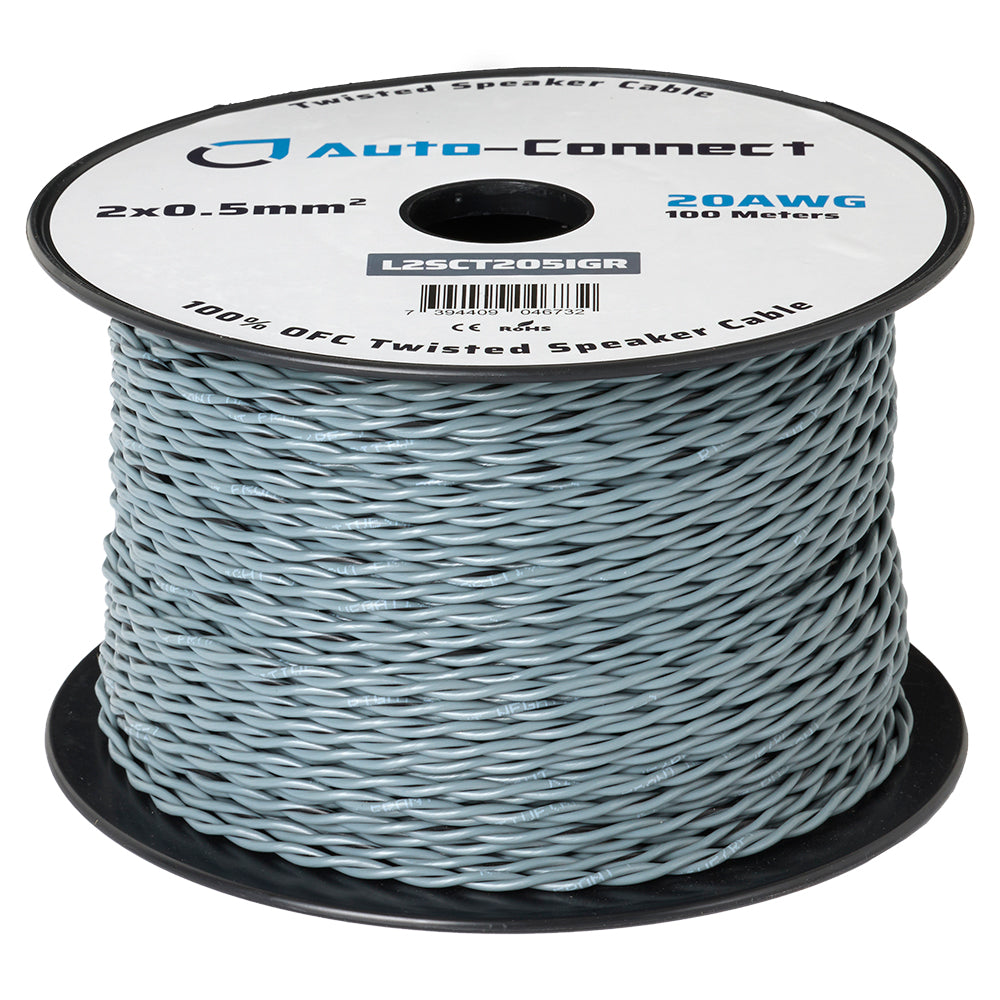 Twisted Speaker Wire 2x0.5 mm², gray