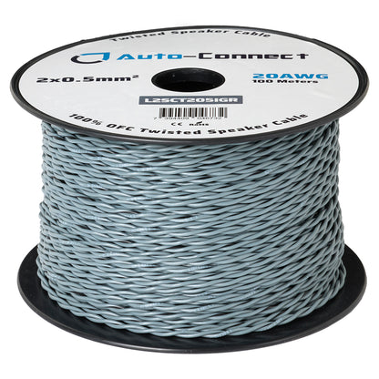 Twisted Speaker Wire 2x0.5 mm², gray