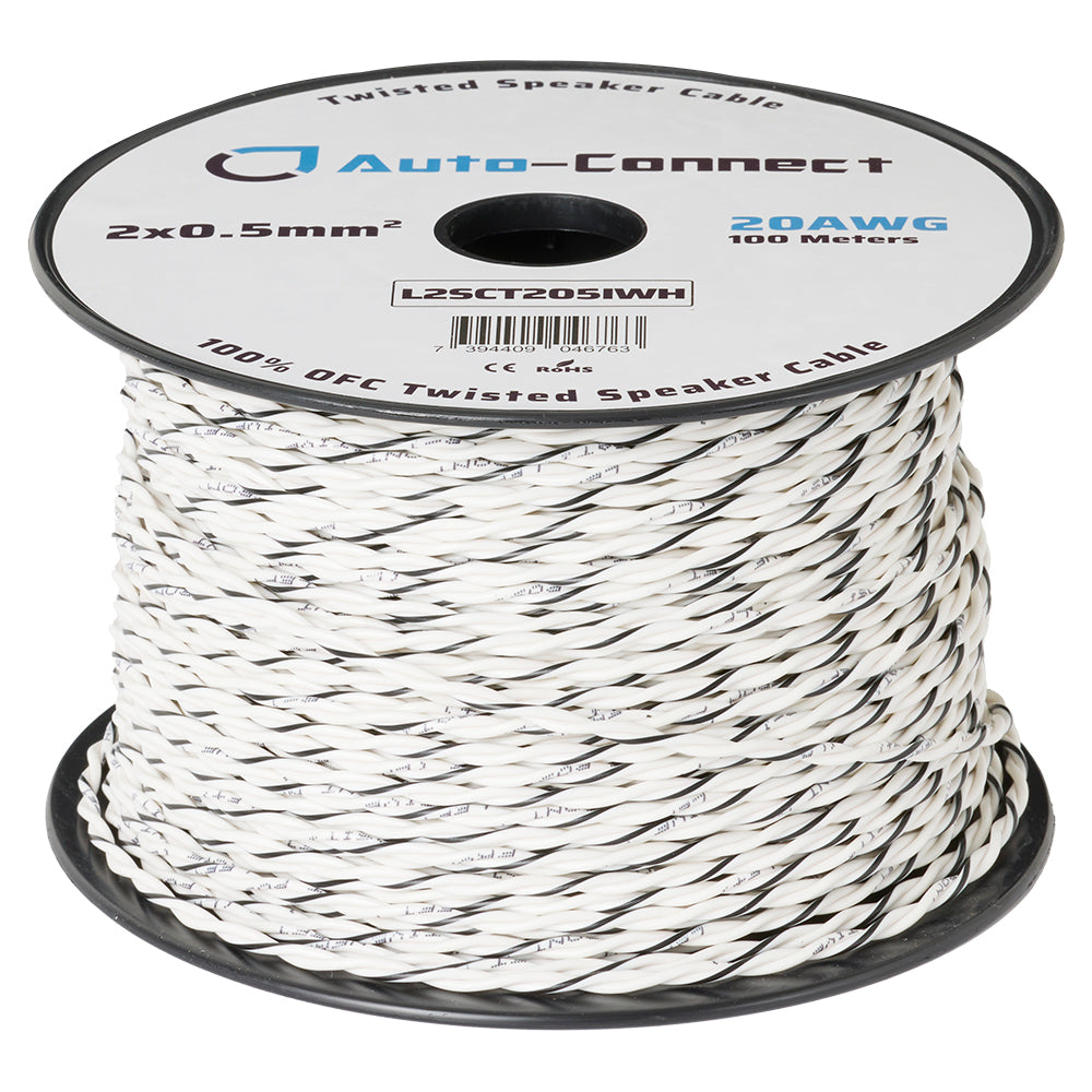 Twisted Speaker Wire 2x0.5 mm², white
