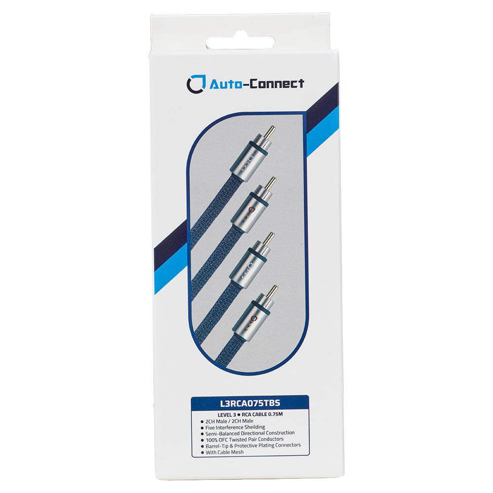 2-Channel Five-Layer Shielded Directional RCA Cable, 0.75m