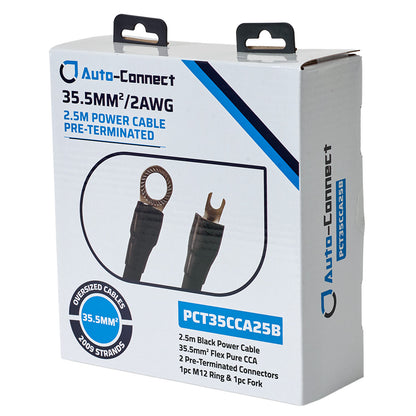 Terminated Power Wire 35mm² CCA, black, 2.5m