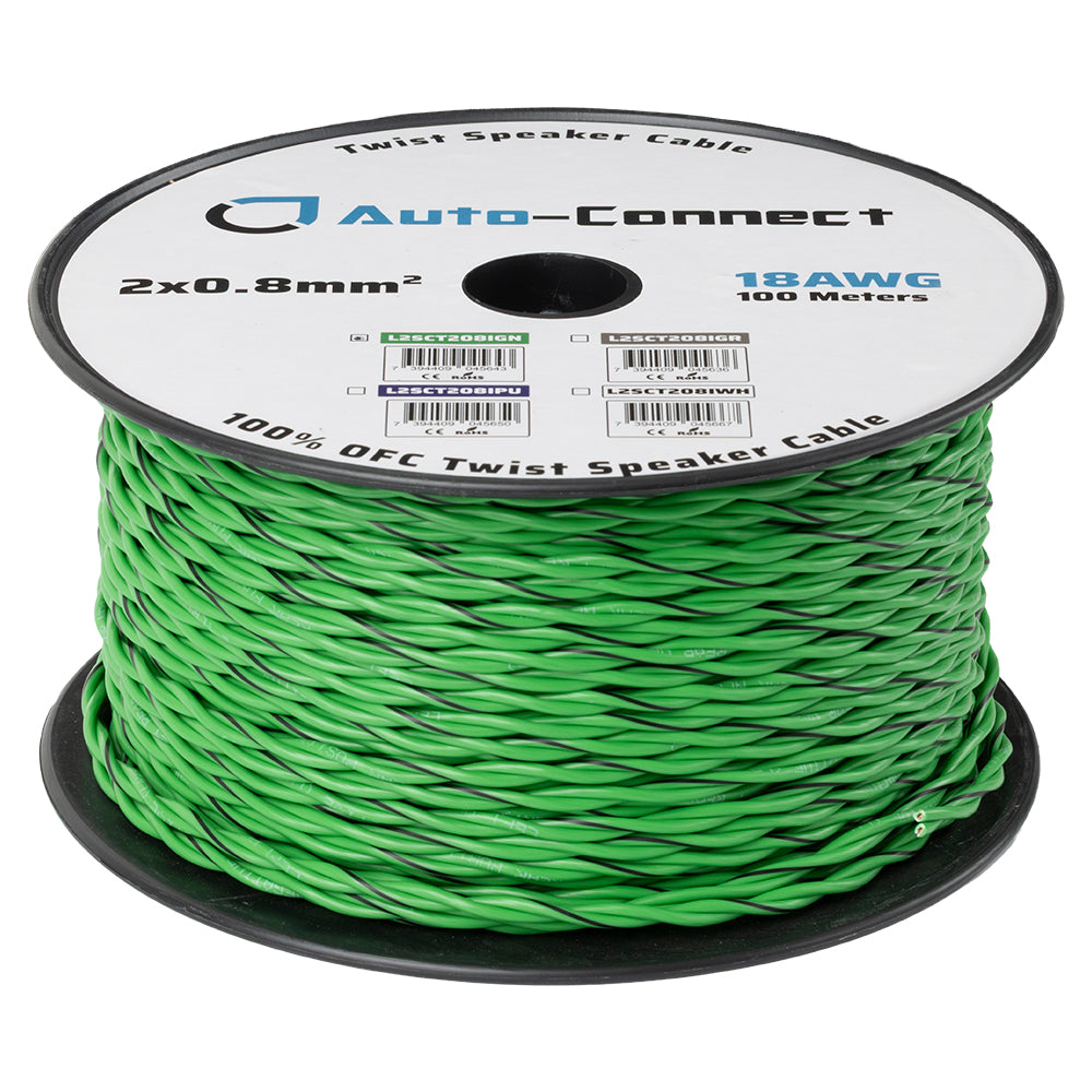 Twisted Speaker Wire 2x0.8mm², green