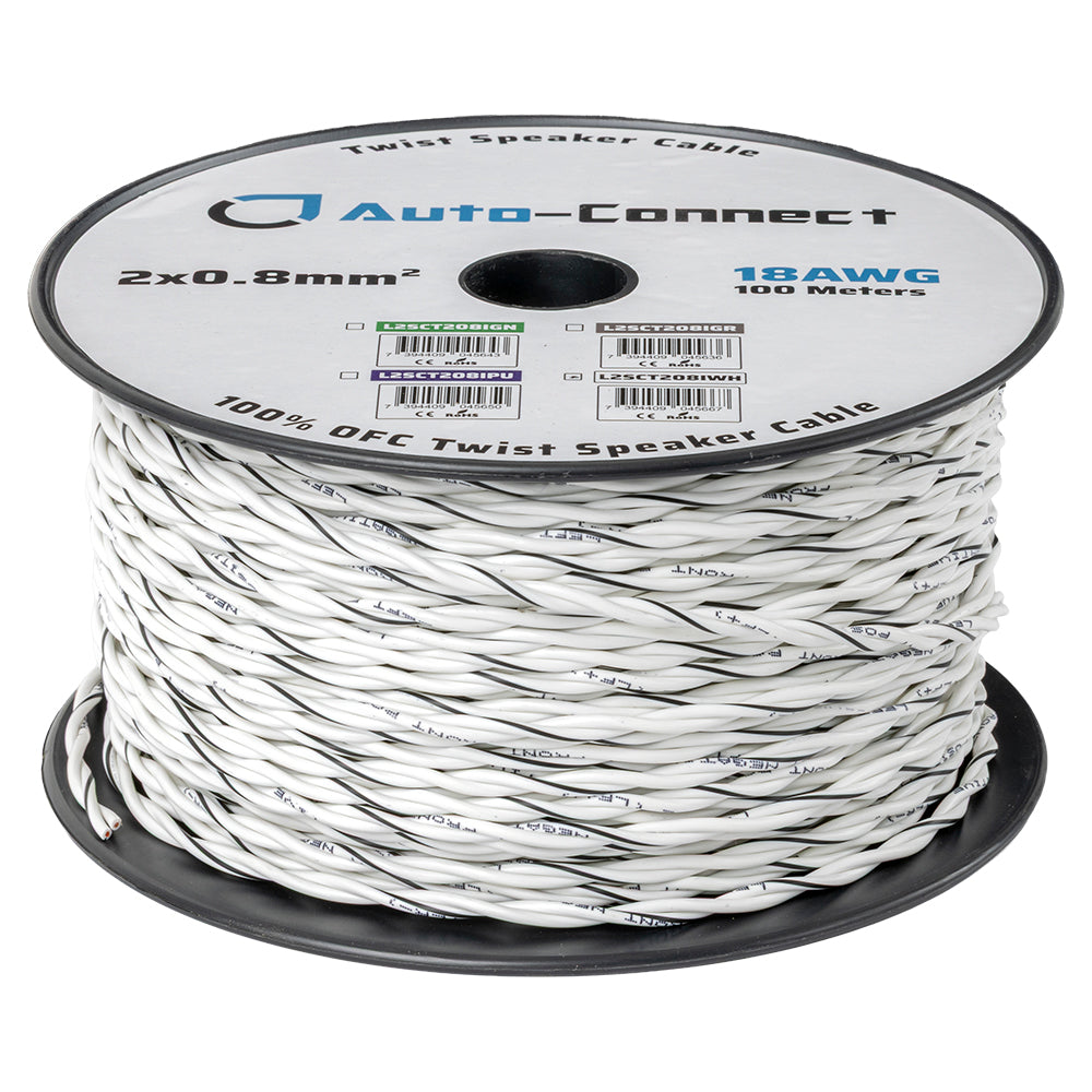 Twisted Speaker Wire 2x0.8mm², white
